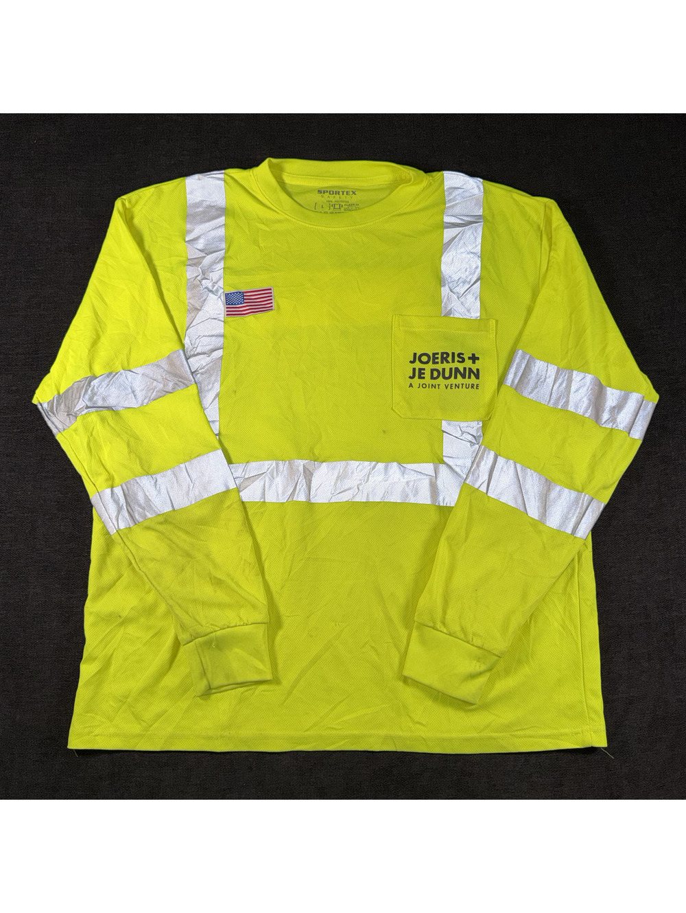 Sportex Safety High Visibility Long Sleeve Shirt with Reflective Strips, Large